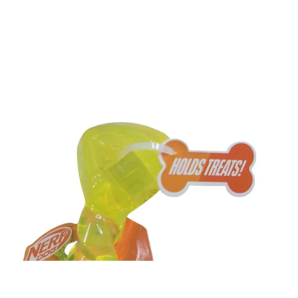 Nerf Dog Treat & Tug Toy Pet One Size Neon Yellow New Durable‎ Interactive 11